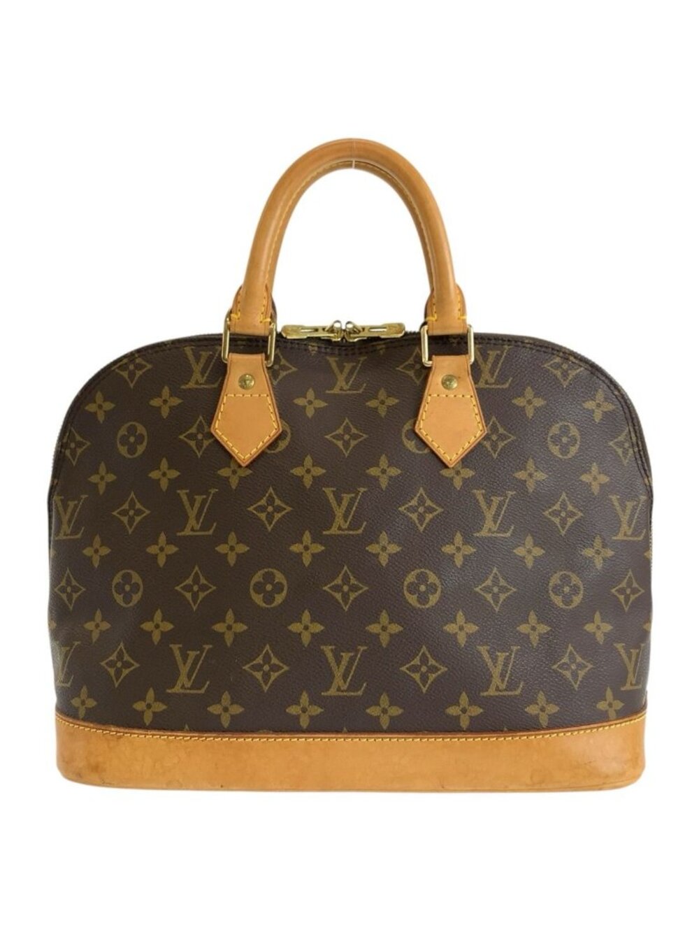 Louis Vuitton Monogram Alma Handbag Brown Gold Leather